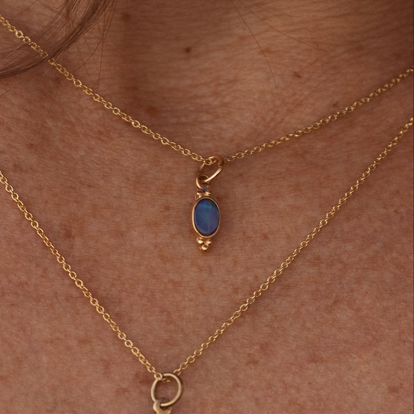 Opal Trio Necklace, Gold