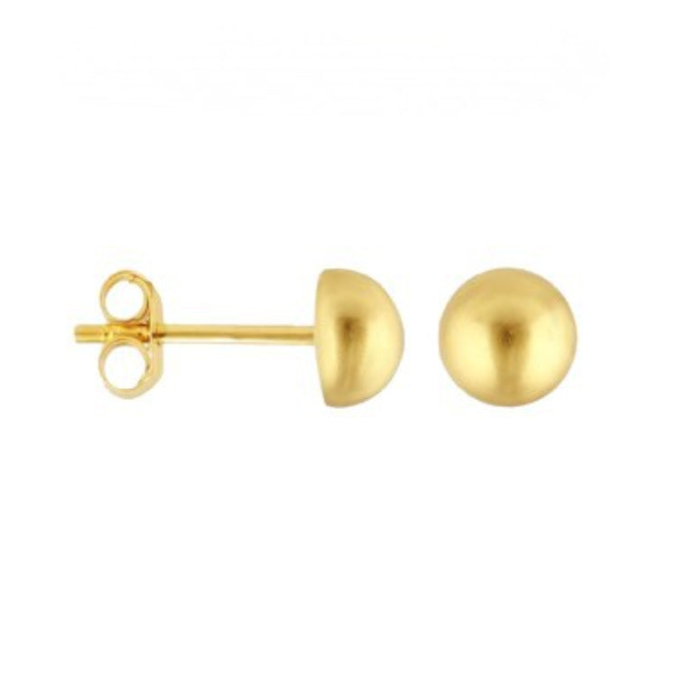 Gold dome earrings on a white background