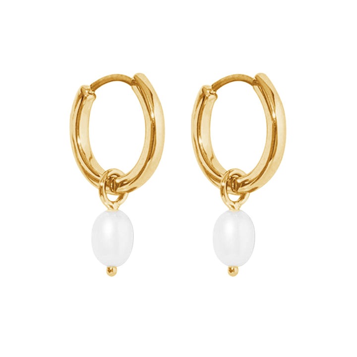 Tiny Oval Pearl Sleeper Gold