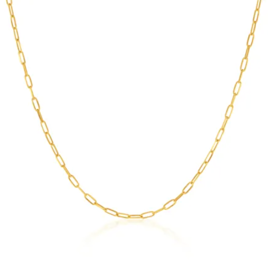 Paperclip Chain Necklace, 9ct Solid Gold