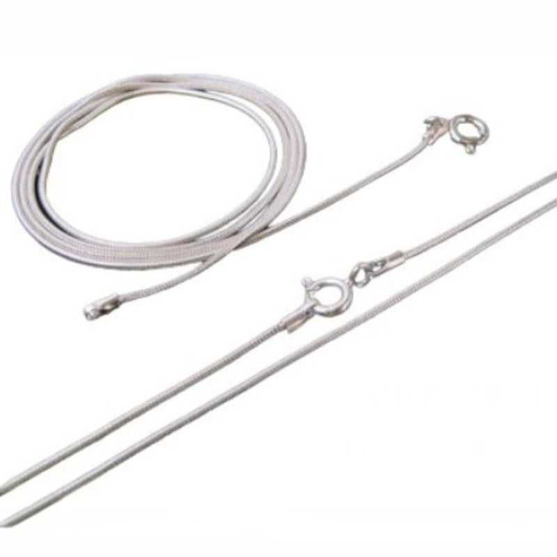 Silver necklace with a clasp on a white background