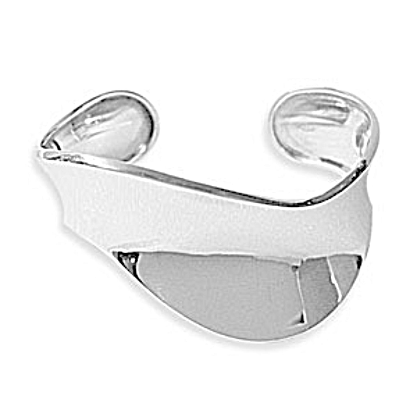 Silver wide wave cuff on a white background