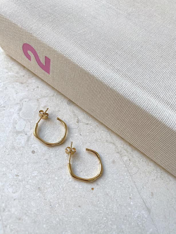 Faceted Mini Hoops, Gold