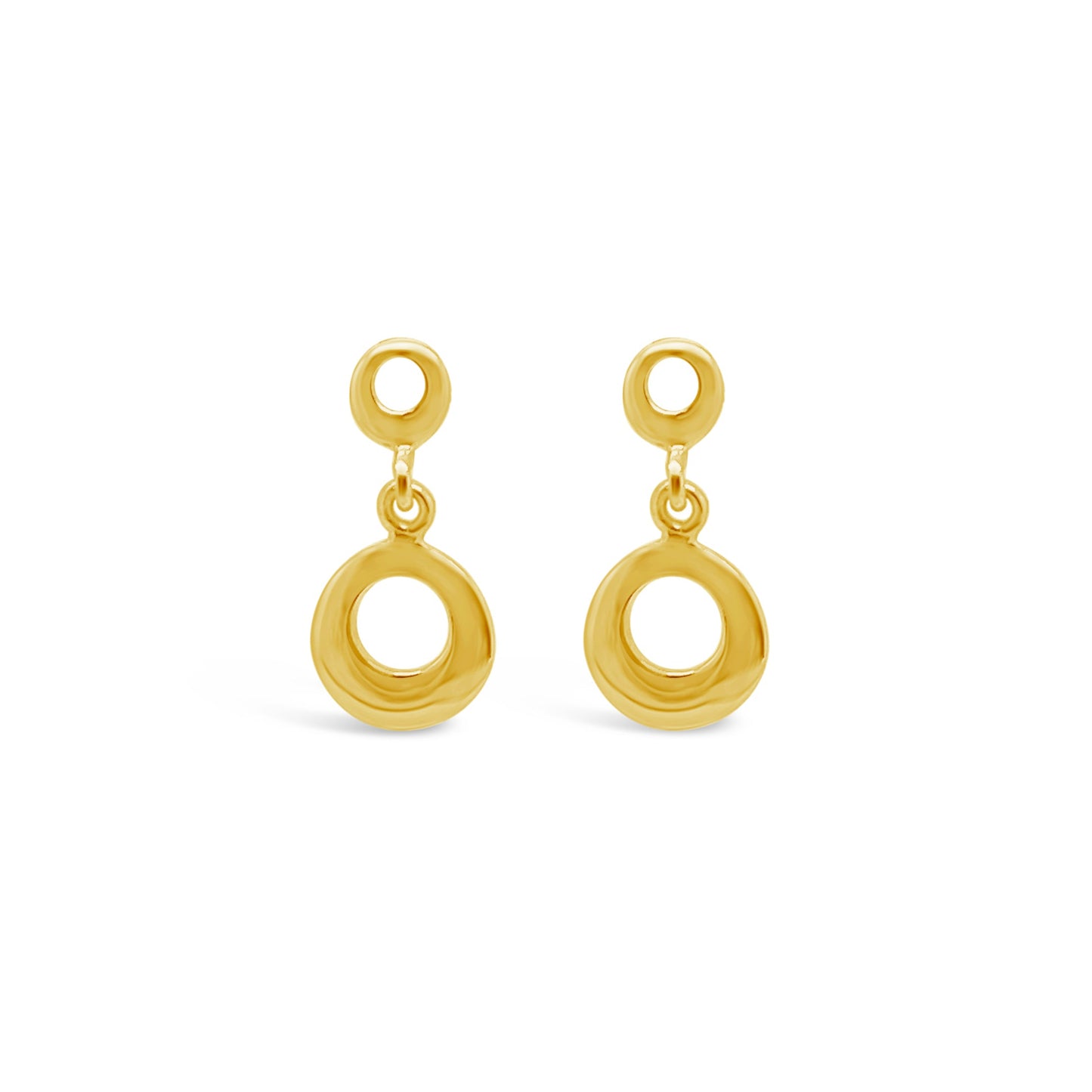 Tiny Circle Drop Earrings, Gold