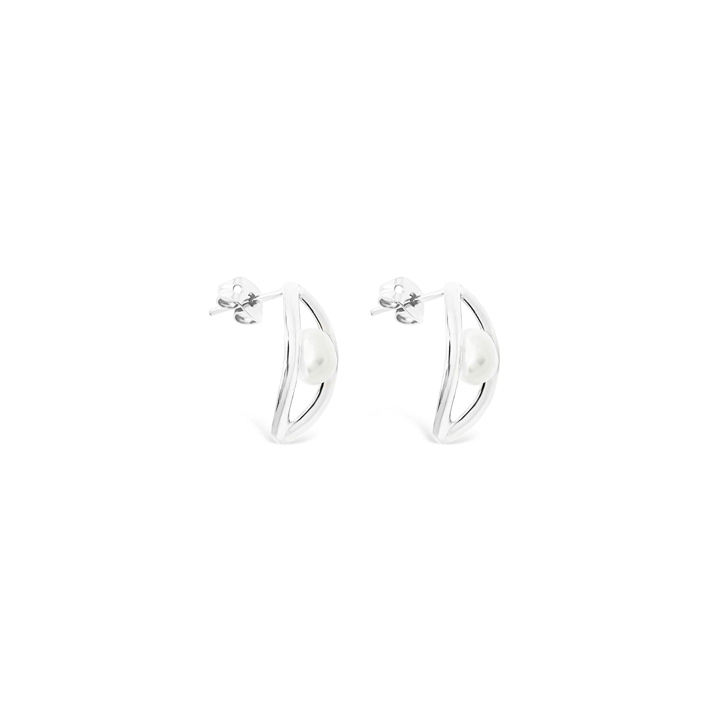 Oval'd Pearl Stud Earrings