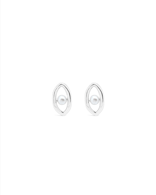 Oval'd Pearl Stud Earrings