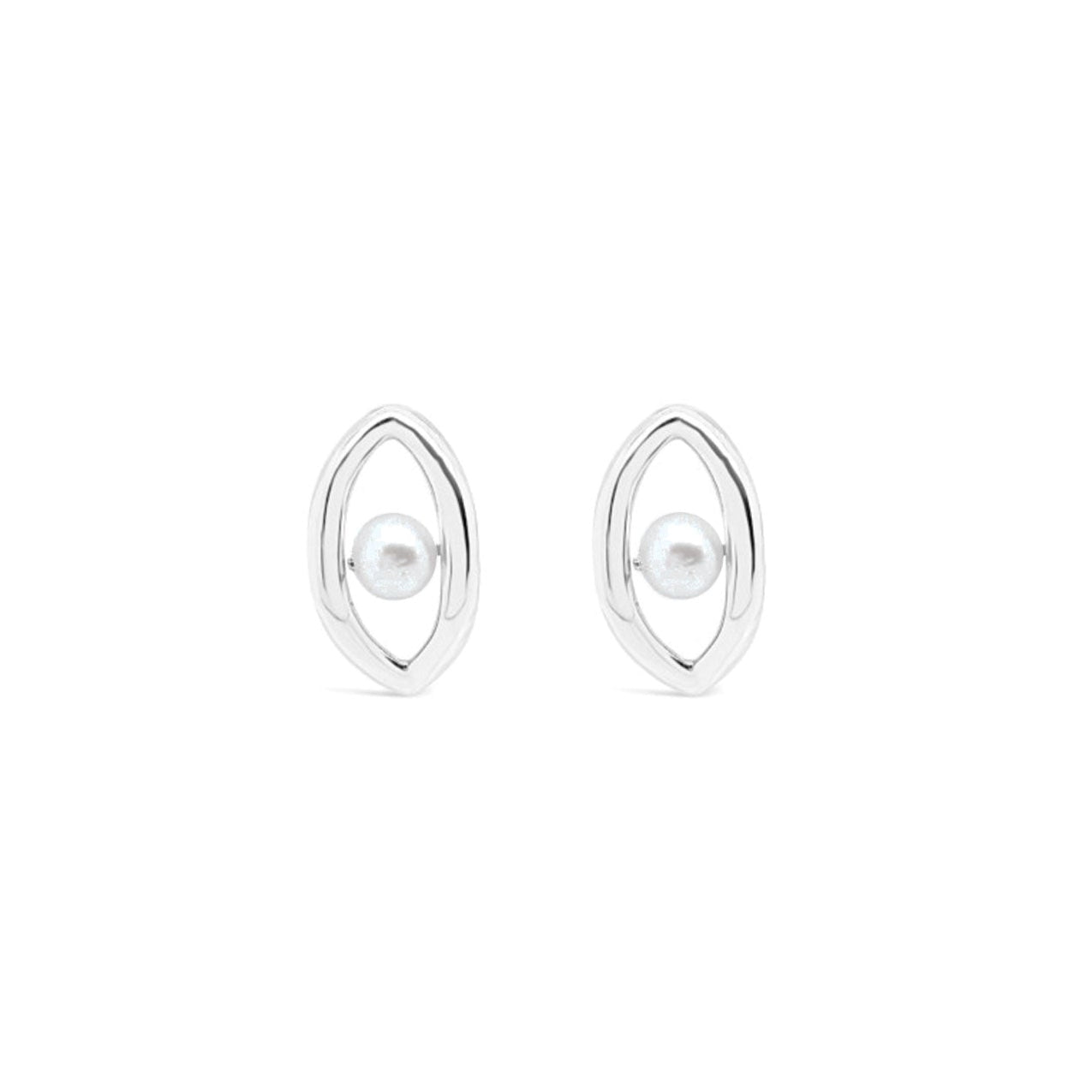 Oval'd Pearl Stud Earrings