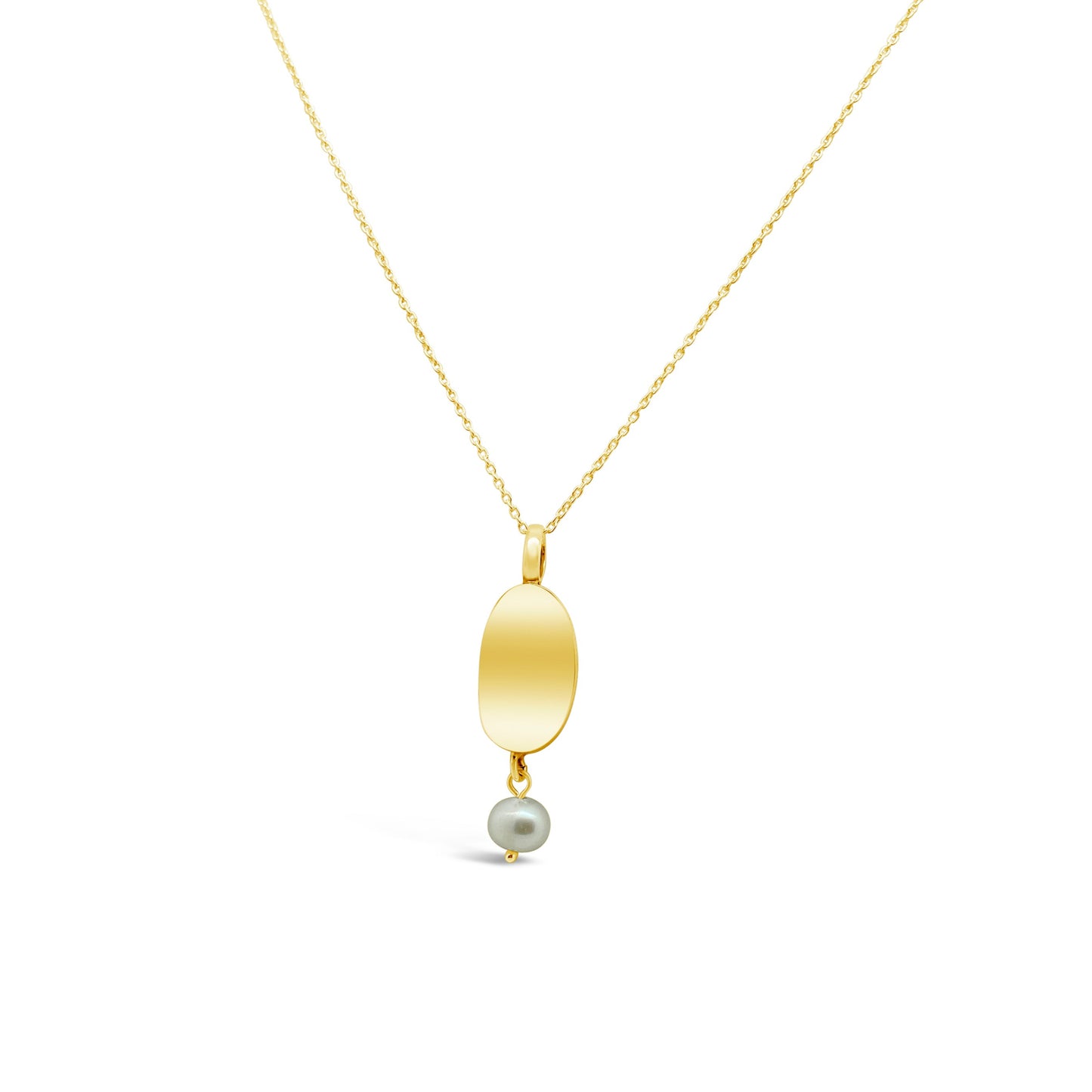 Curved Pearl Necklace, Gold
