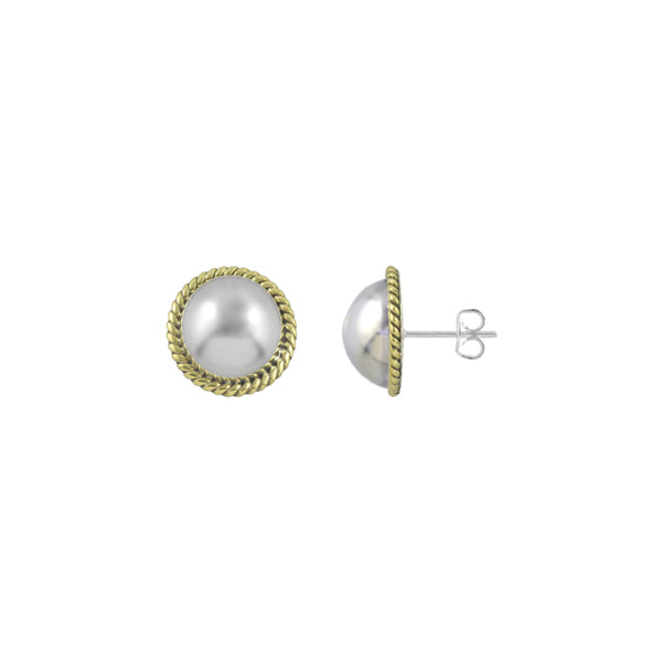 Two Tone Rope Edge Ball Earrings