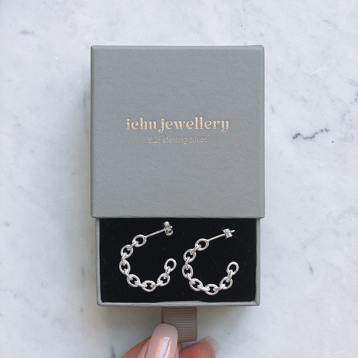 Silver Chain Hoops