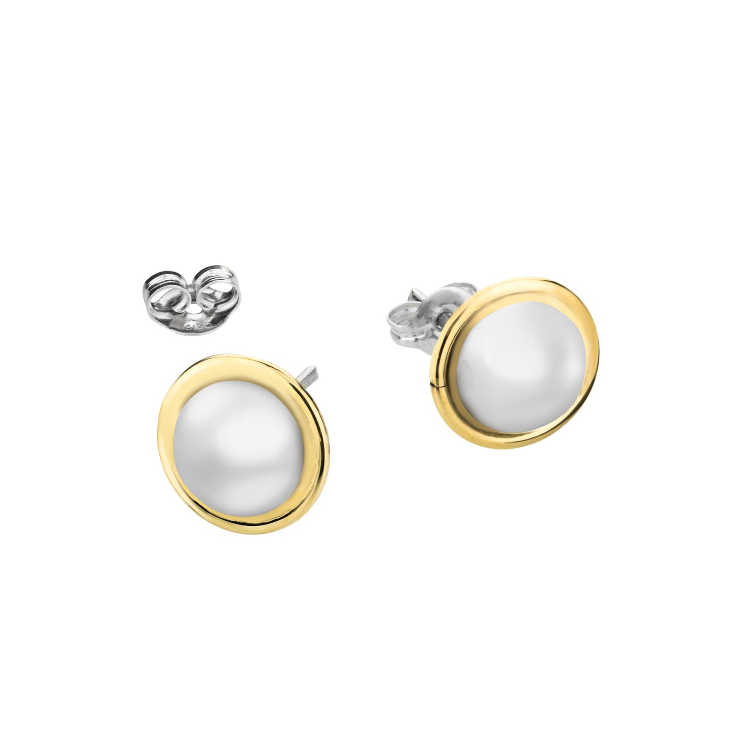 Two Tone Plain Edge Ball Earrings
