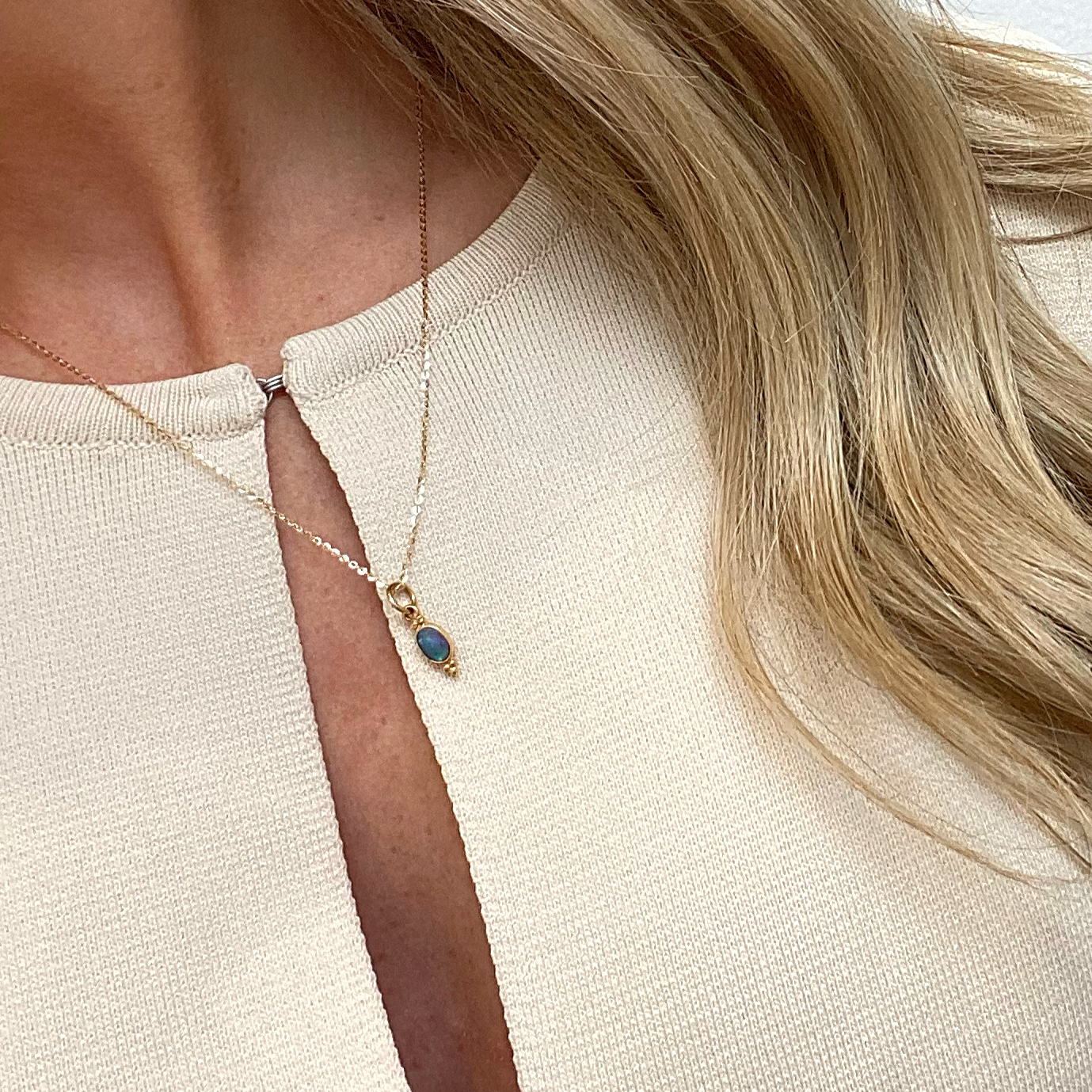 Opal Trio Necklace, Gold