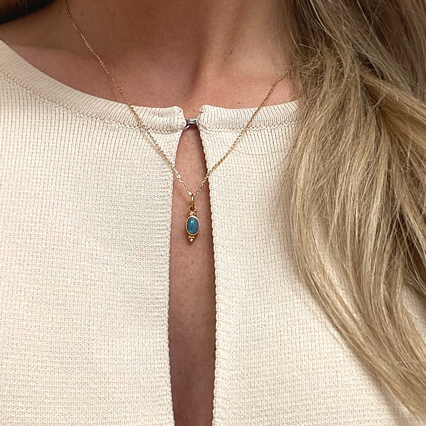Opal Trio Necklace, Gold