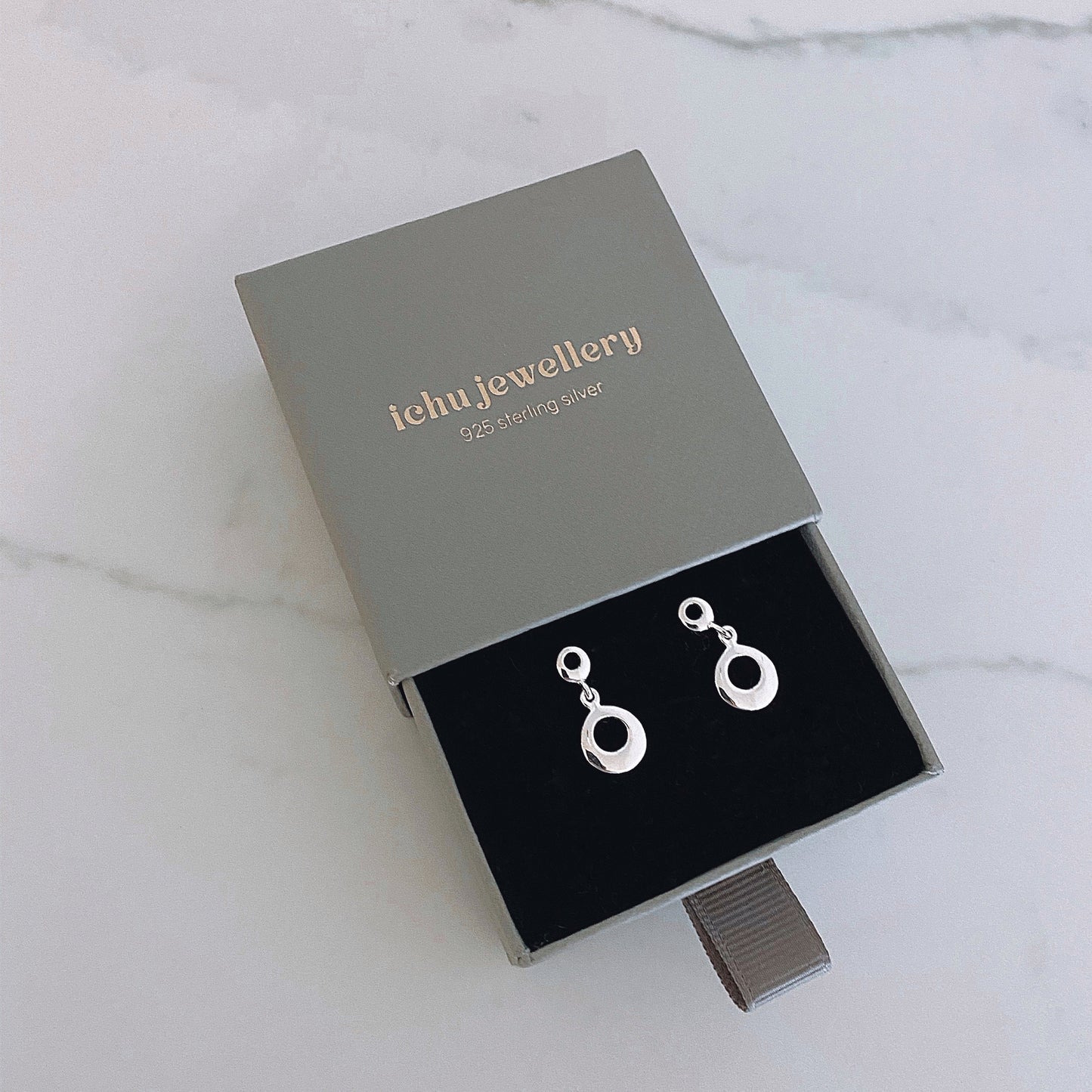 Tiny Circle Drop Earrings