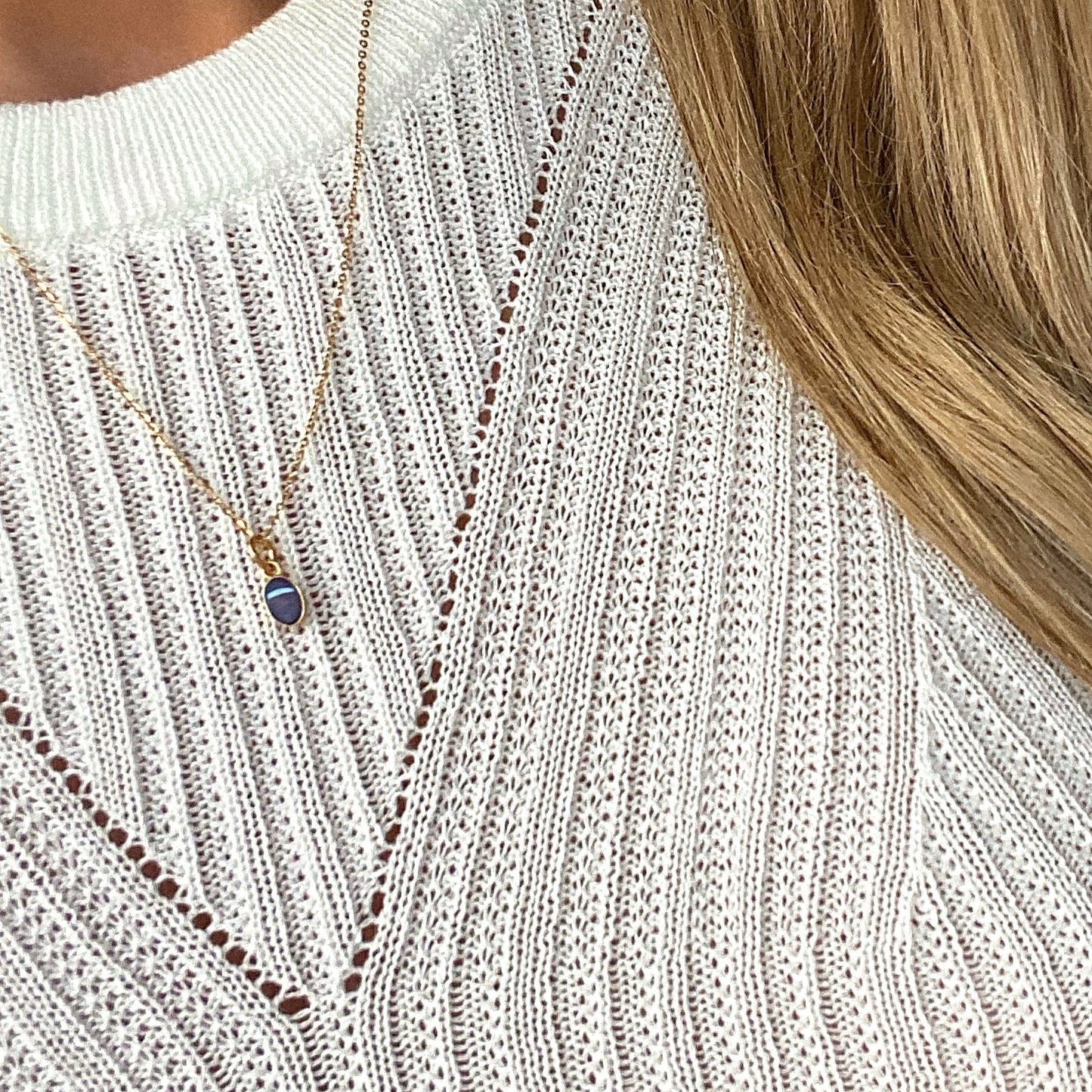Tiny Opal Necklace, Gold