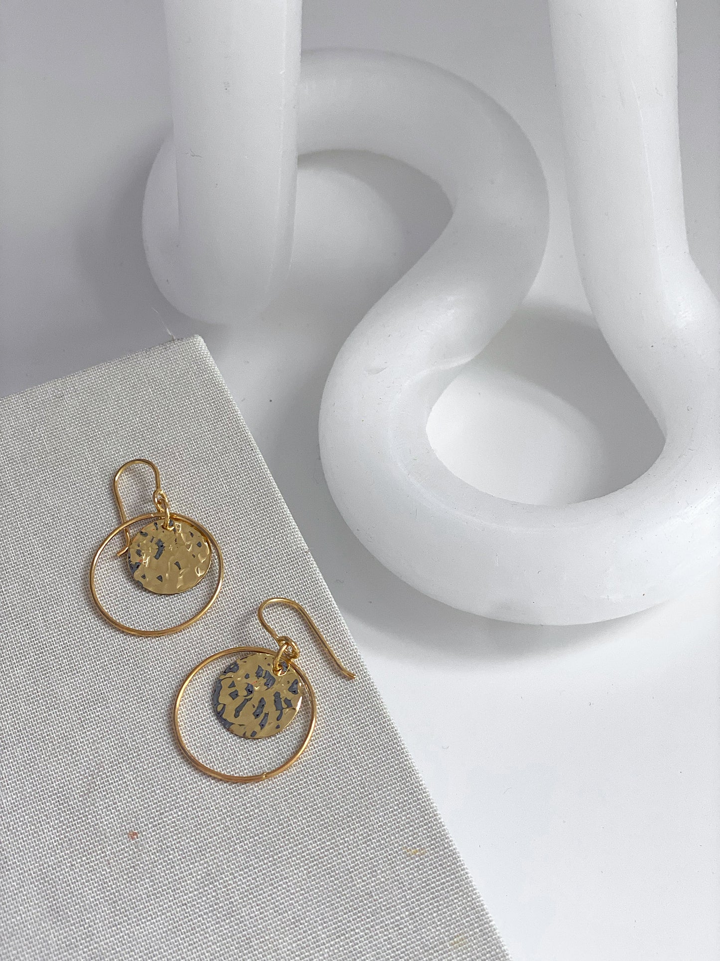 Hammered Halo Earrings, Gold