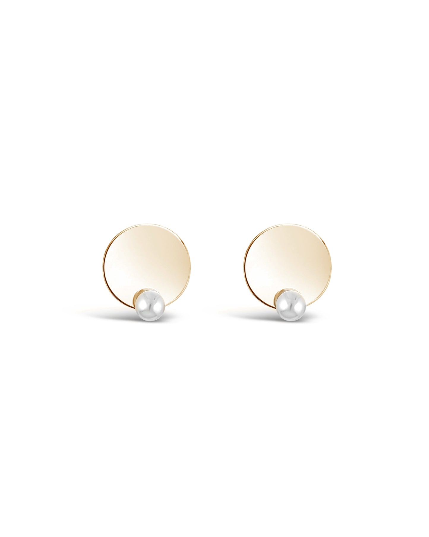 Disc N' Pearl Earrings Gold