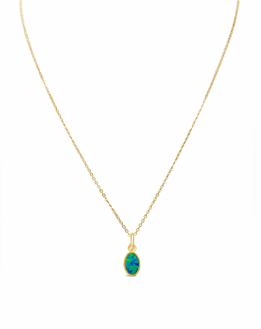 Tiny Opal Necklace, Gold