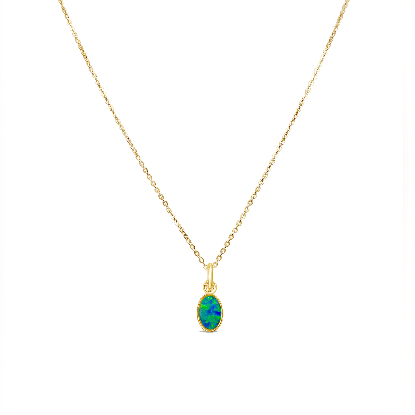 Tiny Opal Necklace, Gold
