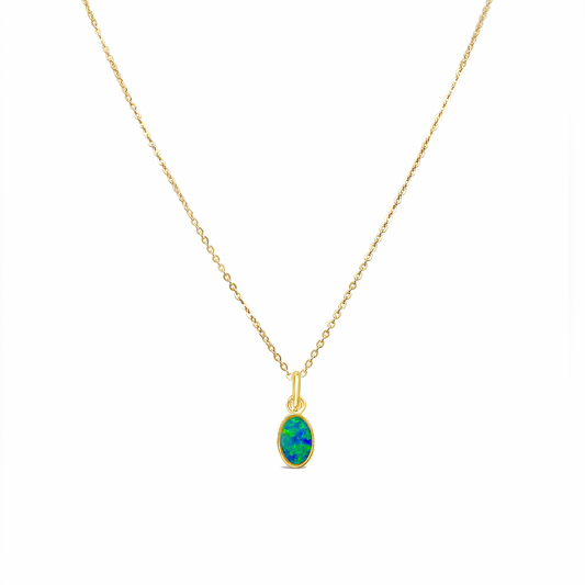 Tiny Opal Necklace, Gold