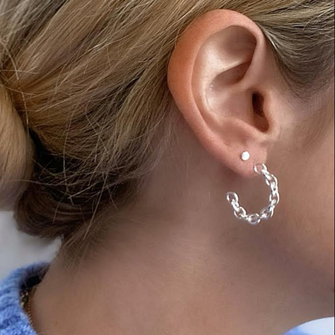 Silver Chain Hoops