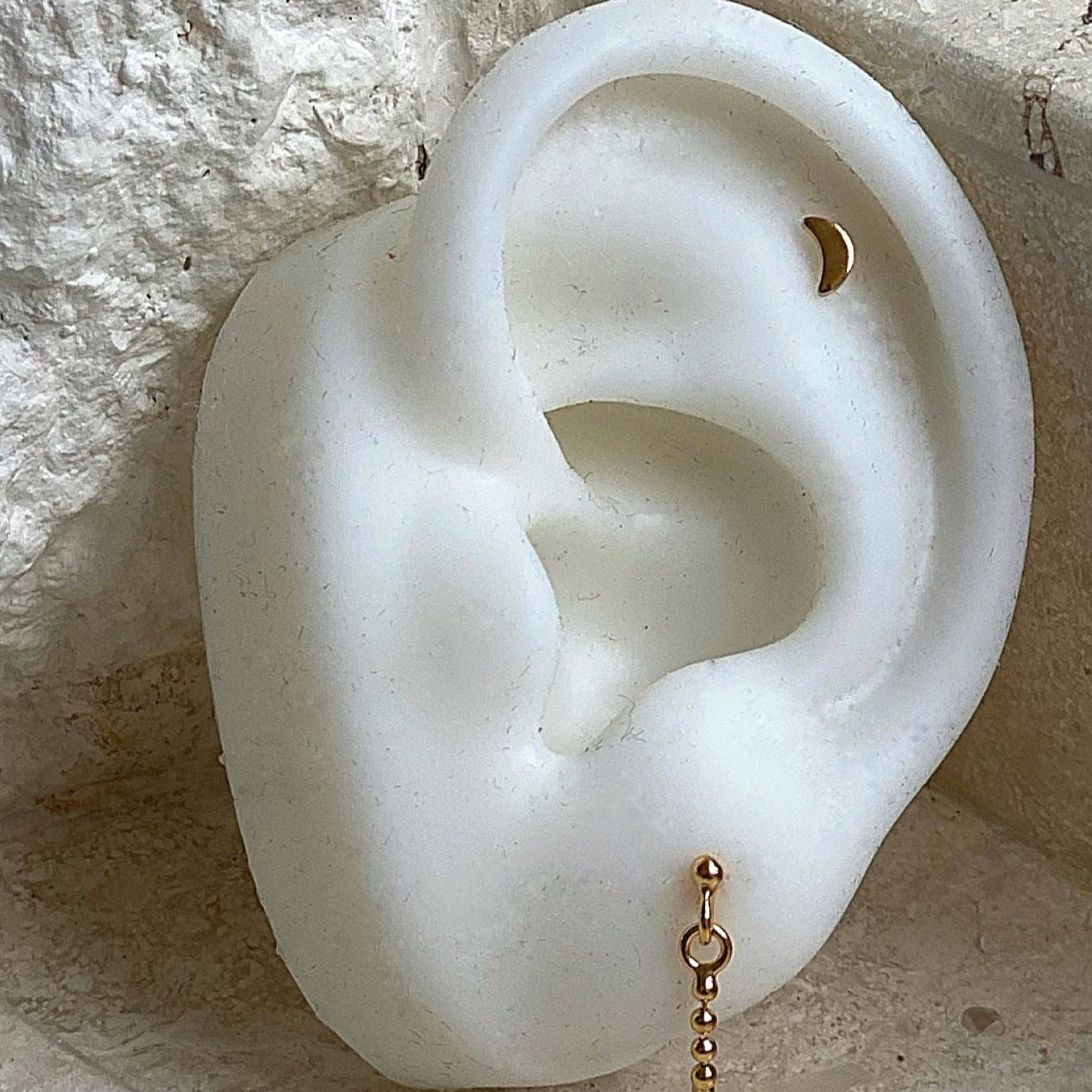 Mini Moon Earrings, Gold