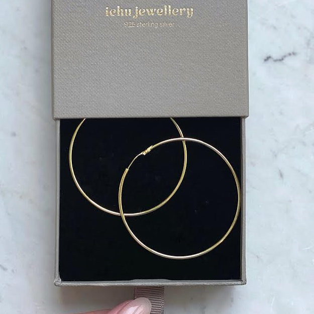 Fine Gold Hoops 50mm