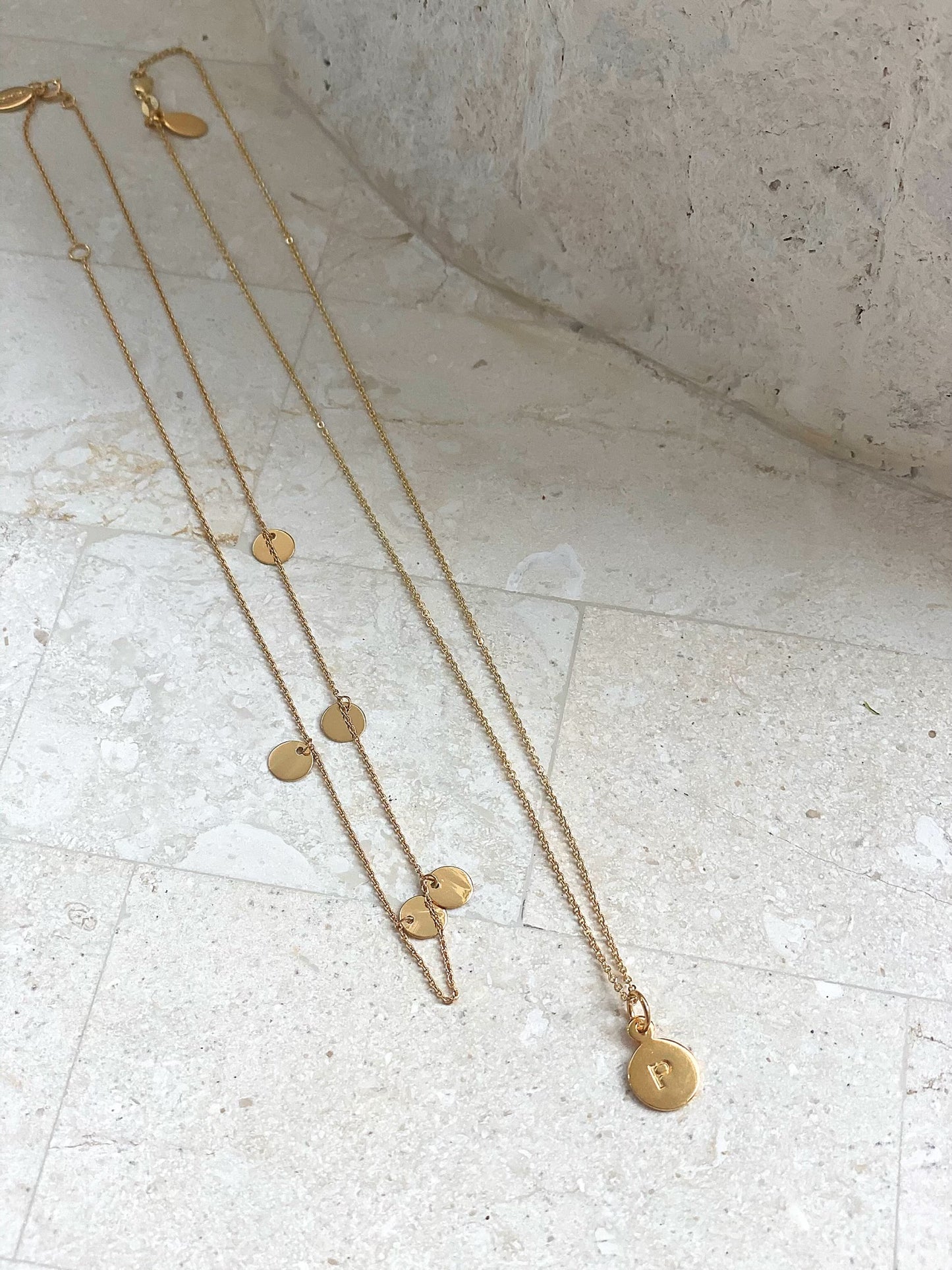 Multi Disc Necklace, Gold