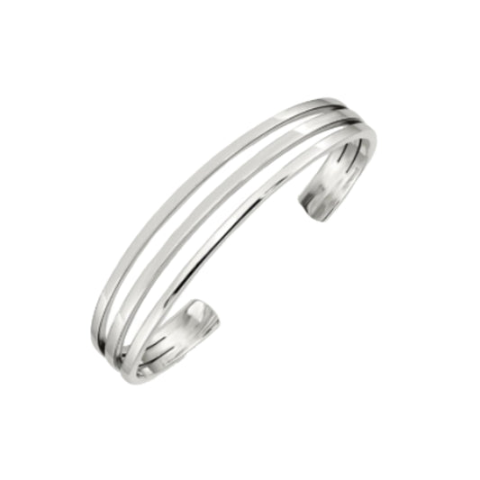 Silver bangle on a white background