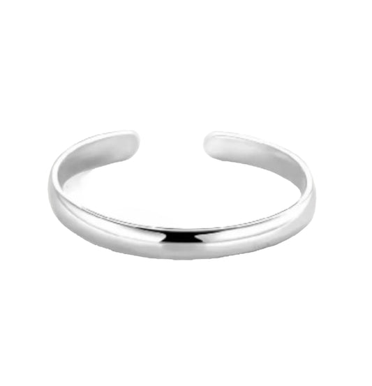 Silver bangle on a white background