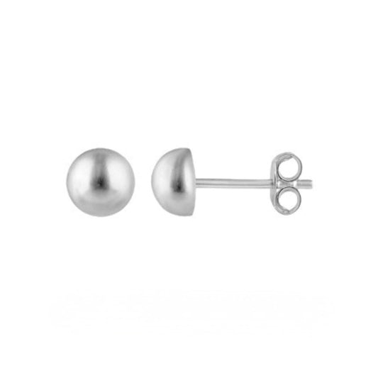 Silver dome earrings on a white background