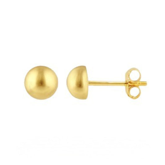 Gold dome earrings on a white background