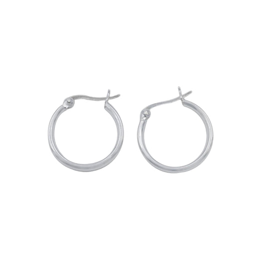 Silver hoop earrings on a white background