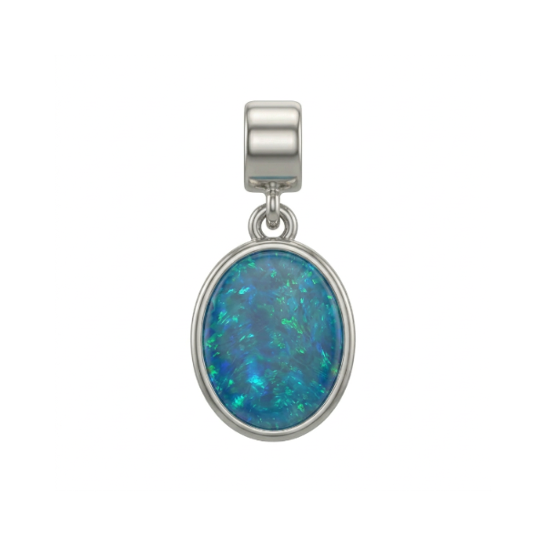 Ocean Glow Coober Pedy deep blue opal pendant only in 925 sterling silver, 20 mm by 8 mm