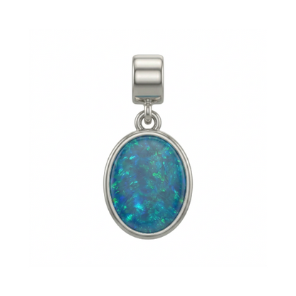 Ocean Glow Coober Pedy deep blue opal pendant only in 925 sterling silver, 20 mm by 8 mm