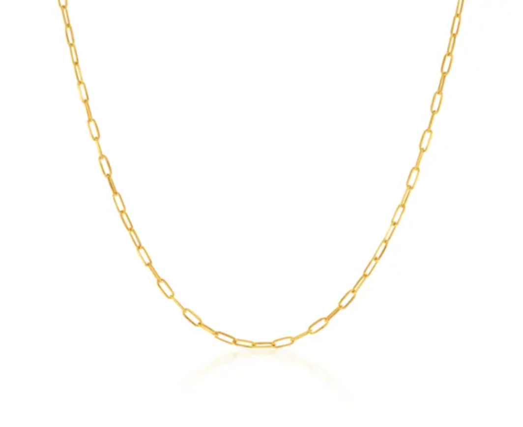 Paperclip Chain Necklace, 9ct Solid Gold