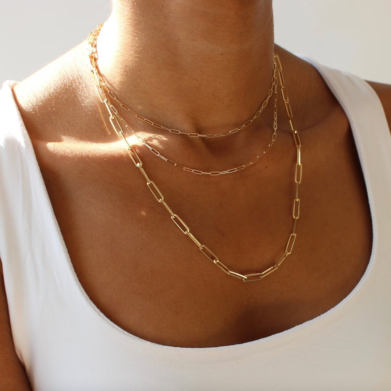 Paperclip Chain Necklace, 9ct Solid Gold