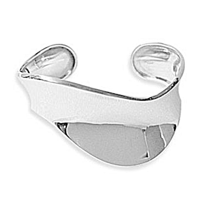 Silver wide wave cuff on a white background