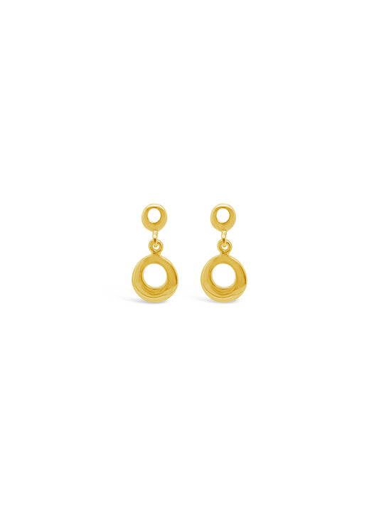 Tiny Circle Drop Earrings, Gold