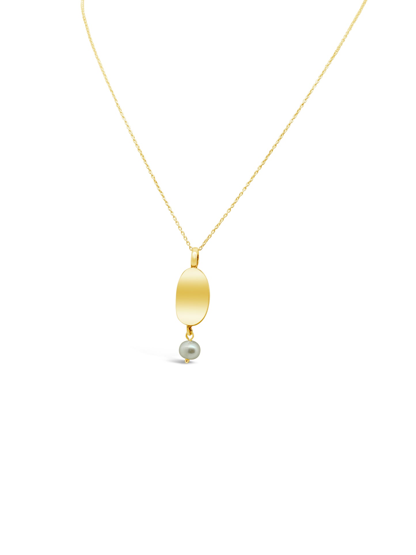 Curved Pearl Necklace, Gold