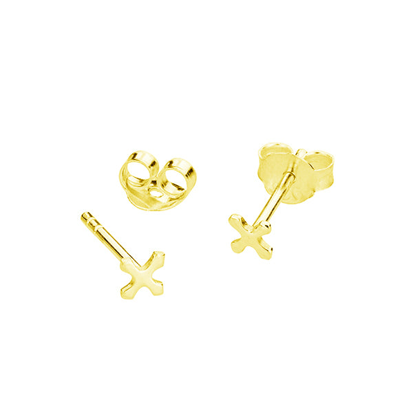 Tiny Cross Stud Earrings, Gold