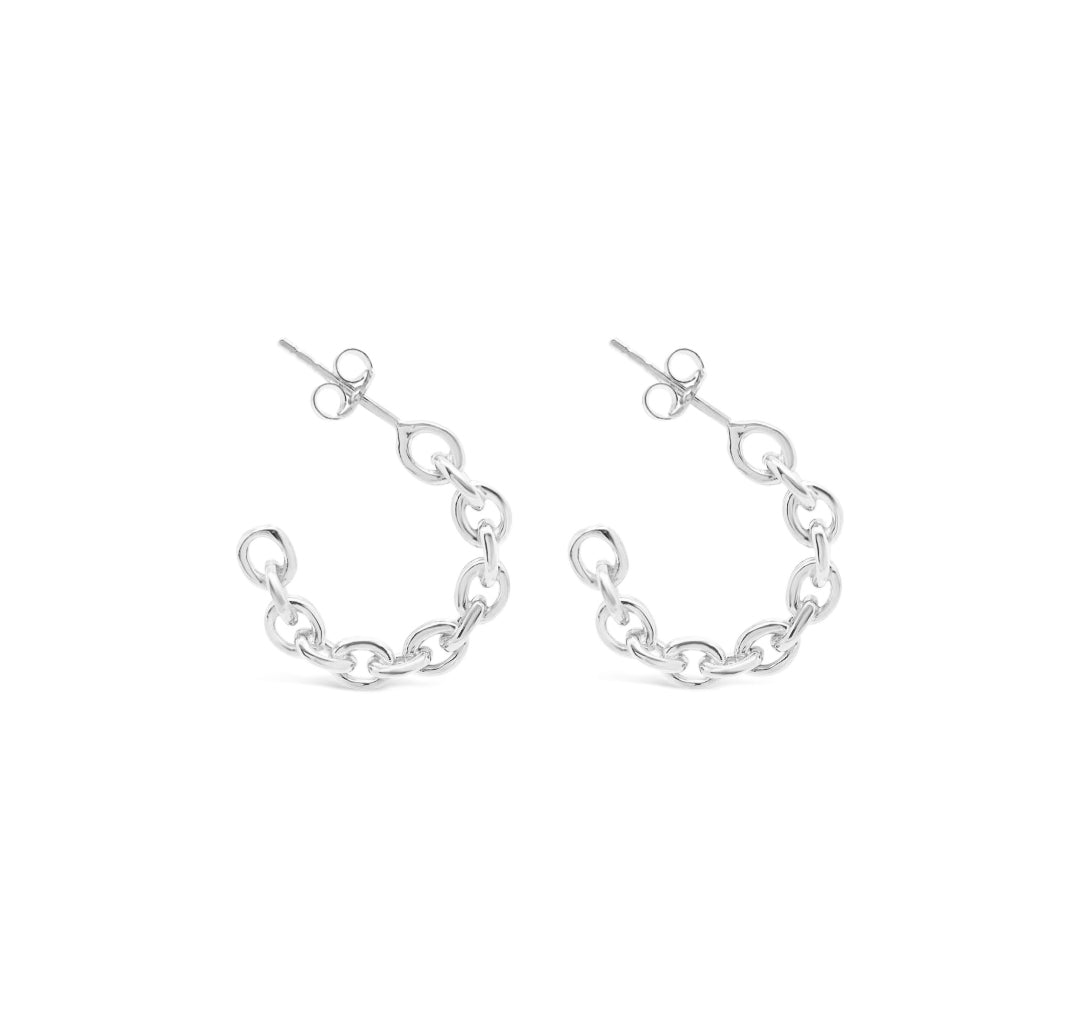 Silver Chain Hoops