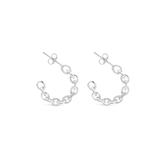 Silver Chain Hoops