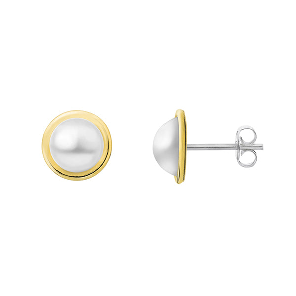 Two Tone Plain Edge Ball Earrings