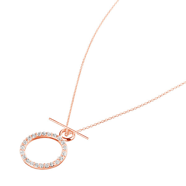 Cubic Zirconia Toggle Necklace, Rose Gold