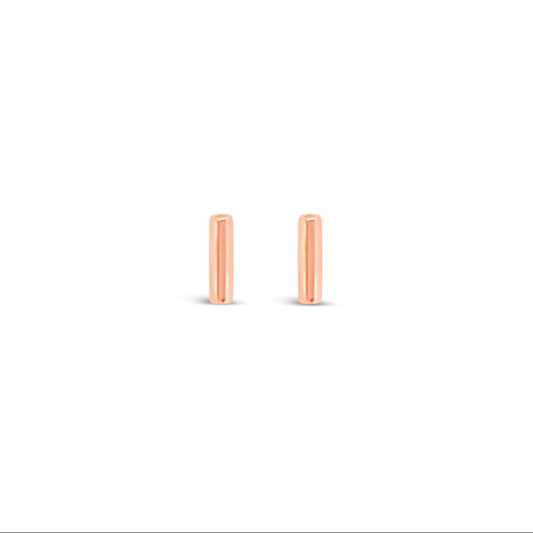 Tiny Rose Gold Bar Studs