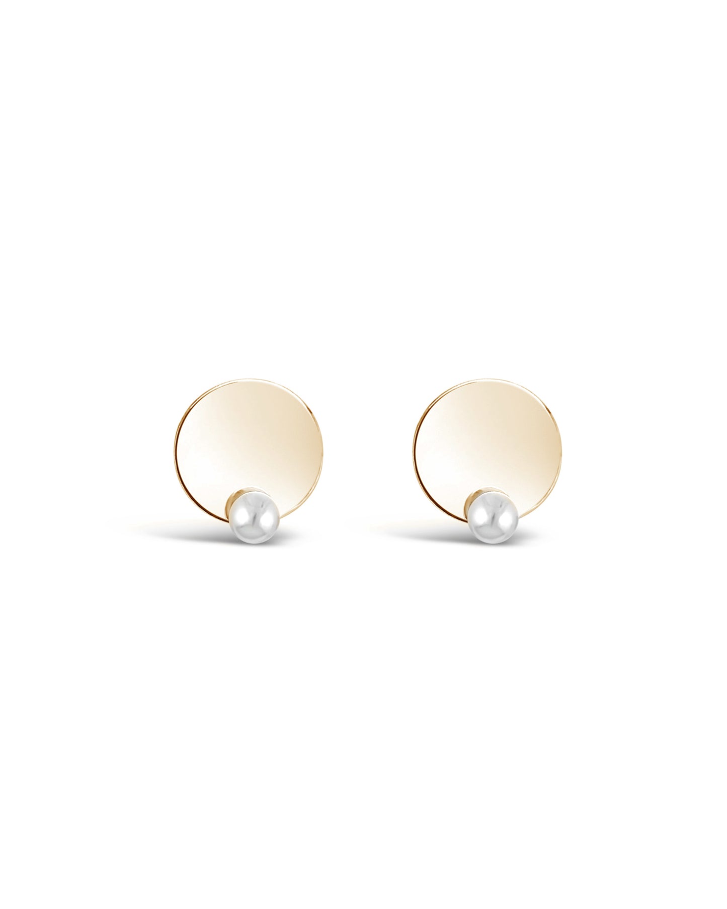 Disc N' Pearl Earrings, Gold