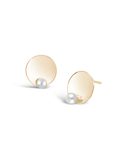 Disc N' Pearl Earrings Gold