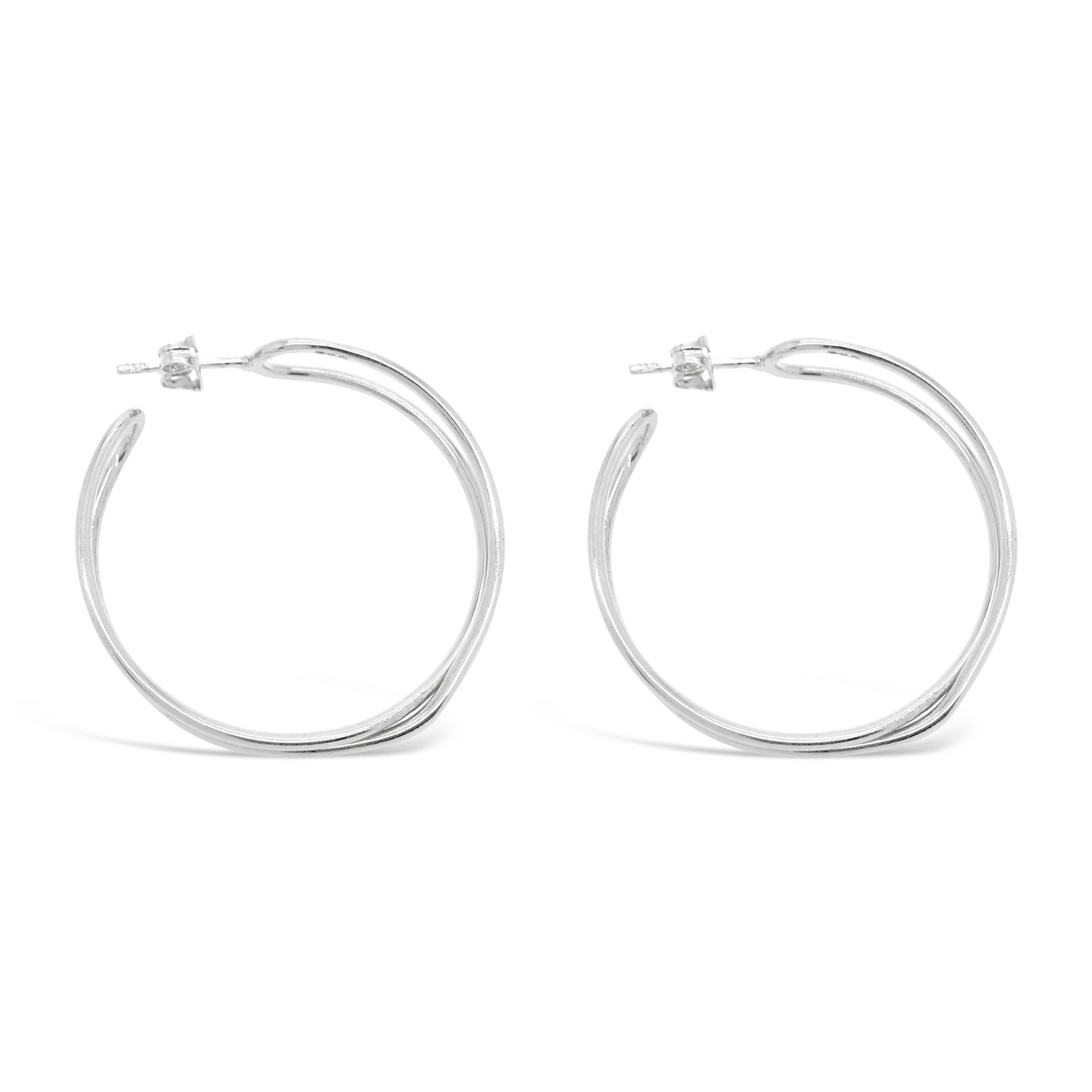 Silver Intertwined Hoops