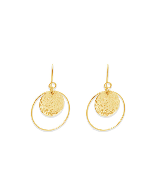 Hammered Halo Earrings, Gold